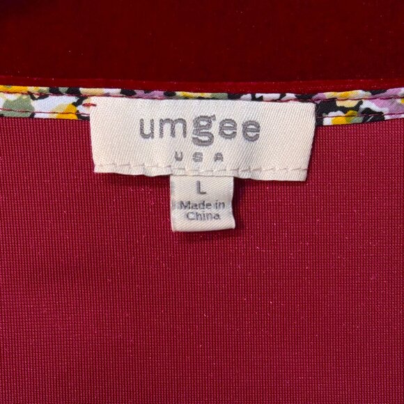 Umgee BURGUNDY Dark Red L Velvet Smocked Ruching Blouse - Picture 8 of 10